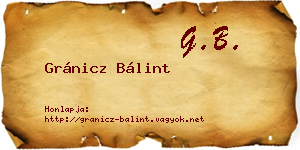 Gránicz Bálint névjegykártya